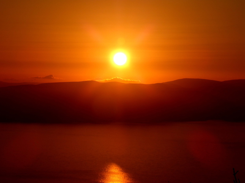 tranquility, romantic sky, no people, sky, idyllic, outdoors, 4K, sunset, beauty in nature, sun, evening, mountain, water, brac, ocean, biokovo, orange color