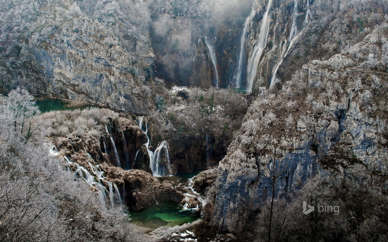 tranquility, bing, waterfalls, geology, tranquil scene, non-urban scene, no people, mountain, day, rock formation, croatia, outdoors, deskto, water, 1080P
