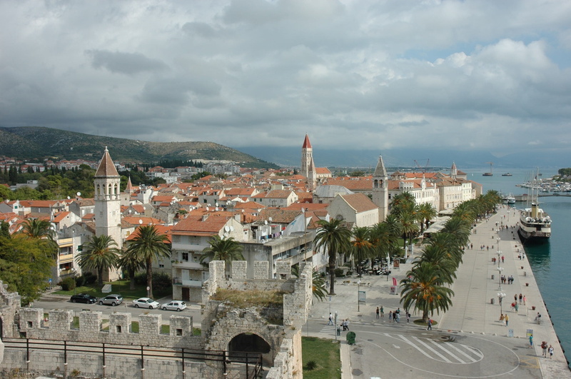 cloud - sky, street, building exterior, crowd, residential district, day, trogir, place of worship, cityscape, architecture, nature, high angle view, built structure