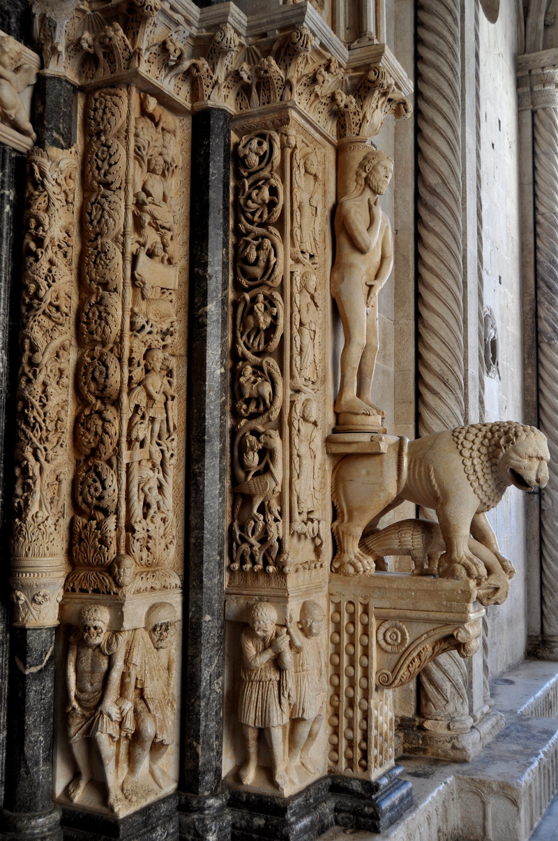 carving, built structure, trogir, Unesco, croatia, church, statue, 4K, famous, architectural column, belief, tourism, architecture, the past, culture