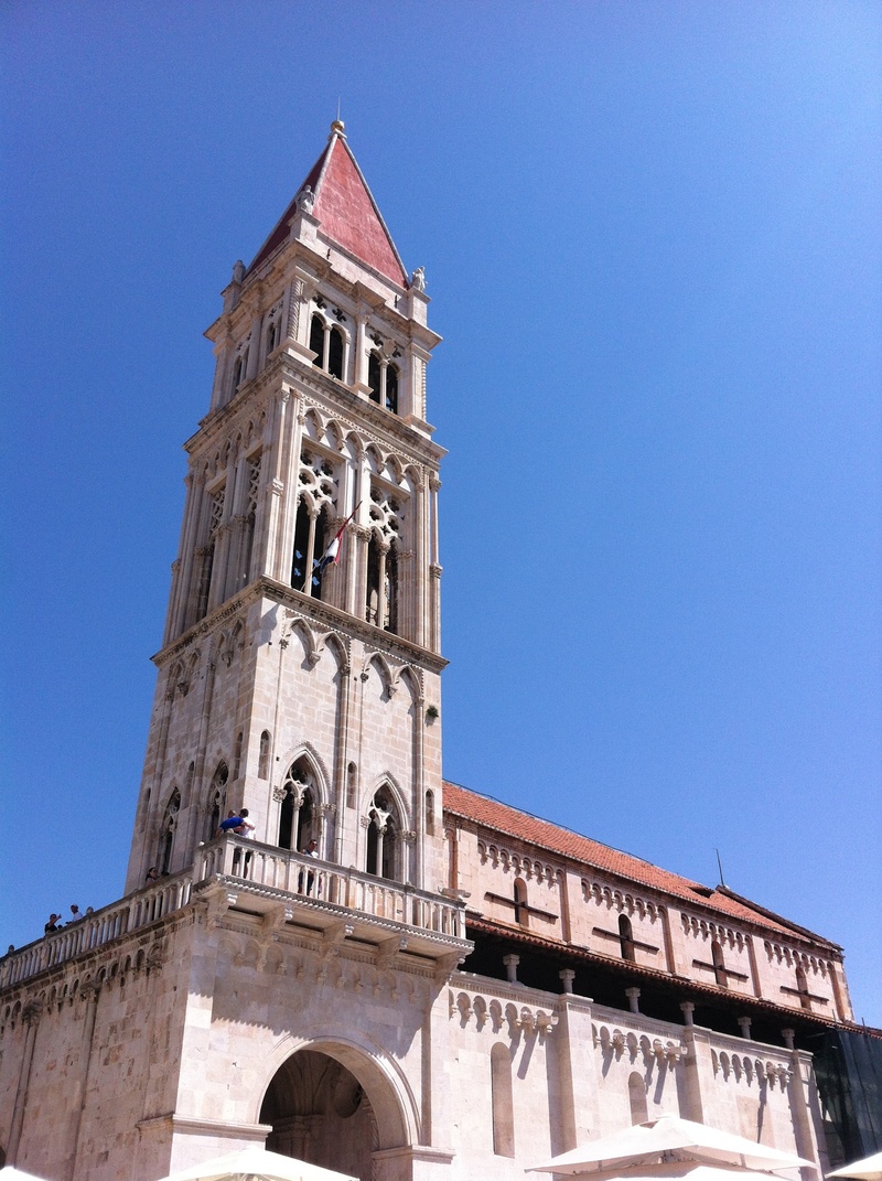 day, belief, nature, history, religion, place of worship, spirituality, the past, no people, low angle view, tower, trogir, europe, gothic style, built structure