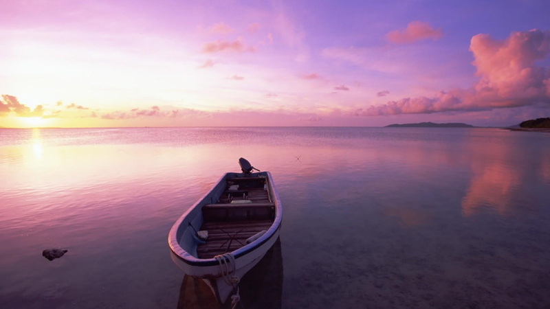 1080P, sail, shore, sunset, white, sea, lone, boat, peaceful, nature and landscapes, black