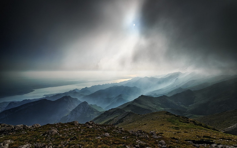mountains, clouds, landscape, sky, 720P, mist, Croatia, nature, river