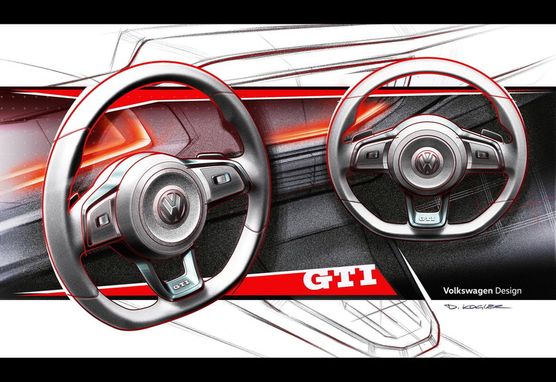 dashboard, transportation, motor vehicle, gti, no people, outdoors, steering wheel, tire, red, close-up, transfer print, sport, volkswagen, (2018), day