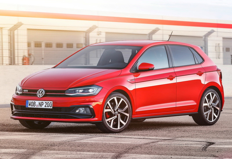 city, consumerism, stationary, land vehicle, polo, gti, building exterior, wheel, street, 720P, mode of transportation, retro styled, car, day, red, no people