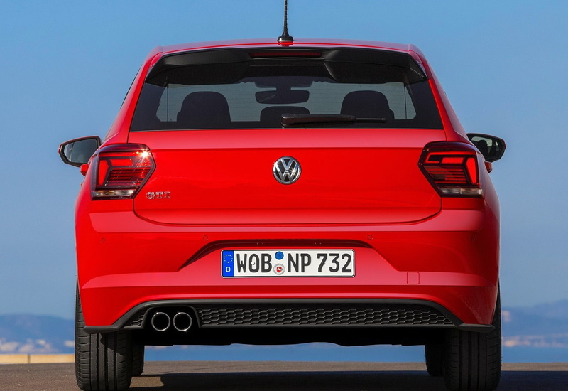 (2018), red, gti, day, outdoors, land vehicle, communication, text, western script, blue, no people, volkswagen, car, nature, transportation, city, polo