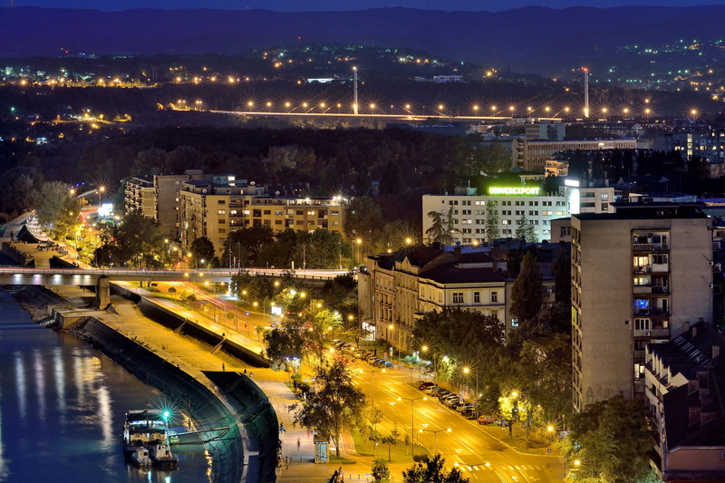 Road, Novi Sad, Serbia, Street lights, Night, 2K, Home, Street, River