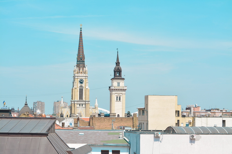 srbija, day, novi sad, serbia, travel destinations, tower, sky, built structure, clock, outdoors, no people, spire, religion, spirituality, main square