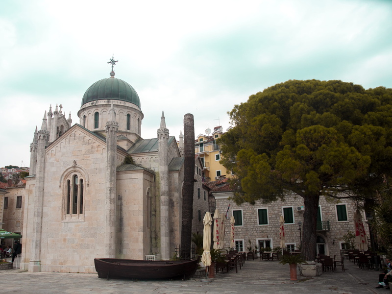 dome, built structure, tree, spirituality, the past, city, building, building exterior, no people, history, herceg novi, sky, outdoors, montenegro, architecture