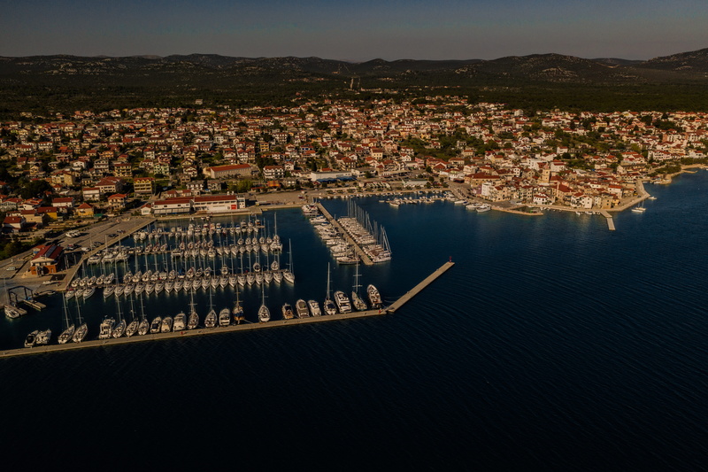 dalmatia, red, pier, aerial view, no people, croatia, scenery, dock, landscape, 5K, city, building exterior, marina, town, hrvatska, building, nature
