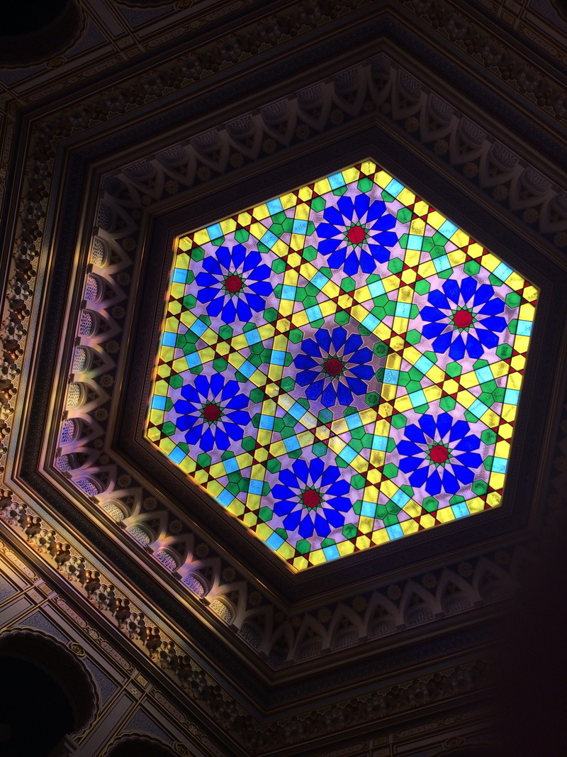 glass, ceiling, place of worship, building, multi colored, ornate, directly below, decoration, window, no people, low angle view, art, built structure