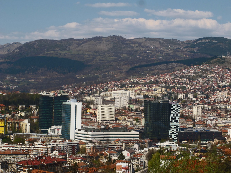 panorama, mountain, outdoors, Sarajevo, urban, easter europe, european, skyscraper, Bosnia And Herzegovina, landmark, high angle view, day, mountain range
