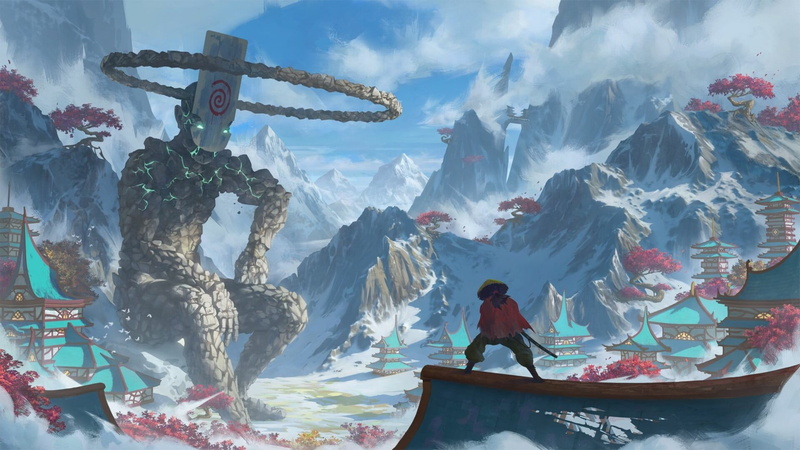 landscape, sky, Tomislav Jagnjic, mountains, temple, samurai, 1080P