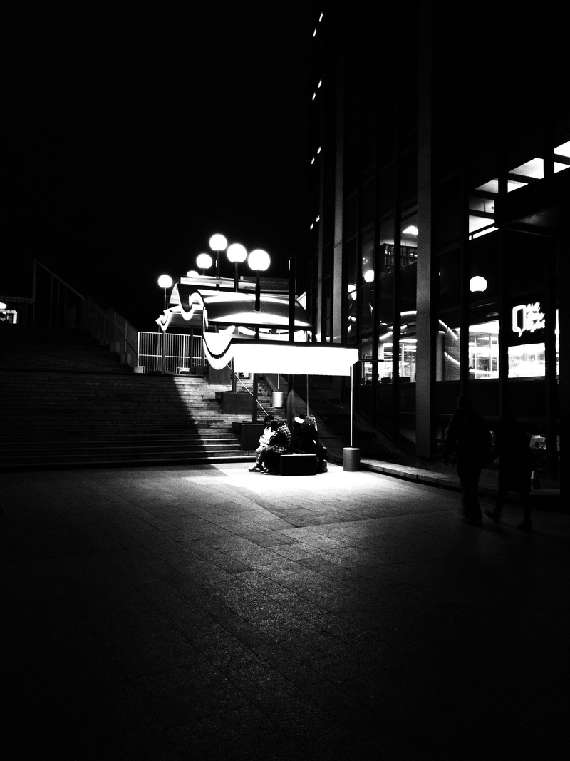 dark, city, night, building exterior, banister, pedestrian, vehicle, person, paris, lifestyles, illuminated, transportation, human, road, handrail, built structure