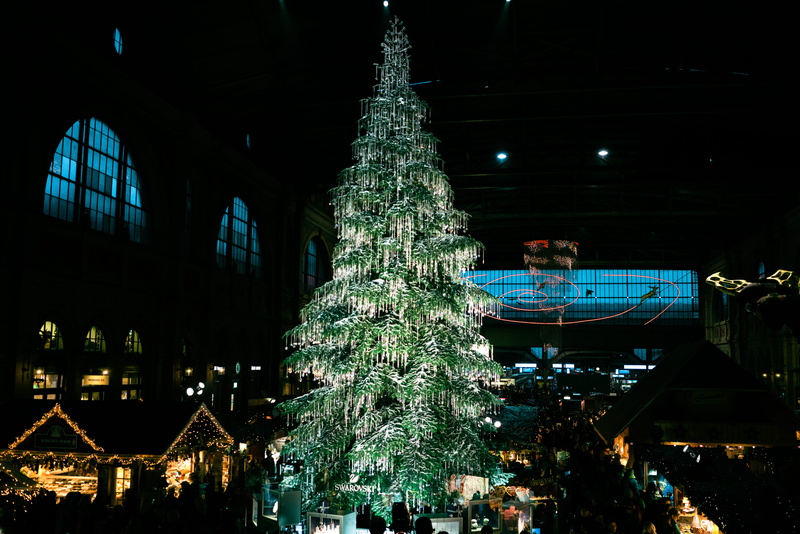 architecture, station, celebration, celebration event, swarowski, plant, holiday - event, christmas tree, mainstation, zürich, illuminated, 8K, decoration