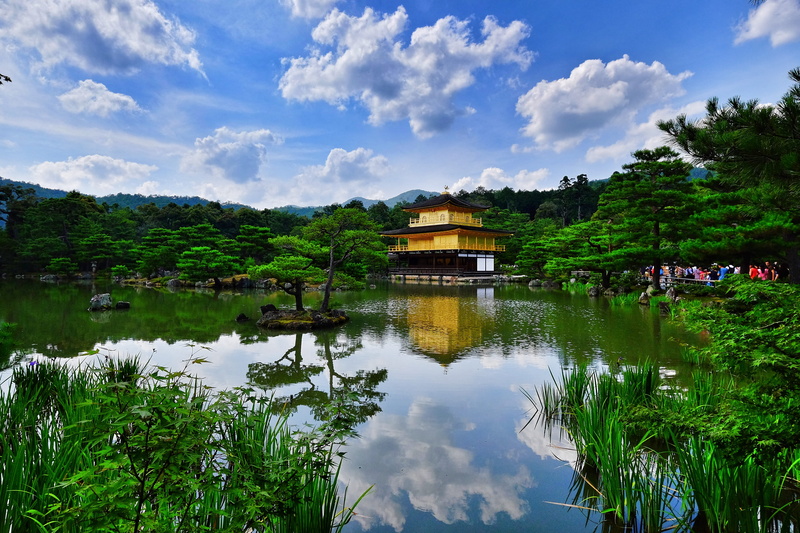 no people, cloud - sky, pavilion, park, travel, nature, sky, architecture, summer, reflection, religion, japan, lake, scenics - nature, morning, built structure