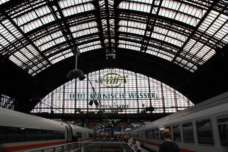 ceiling, station roof, railroad station, indoors, incidental people, Railway Station, central station, rail transportation, Cologne, passenger train, travel