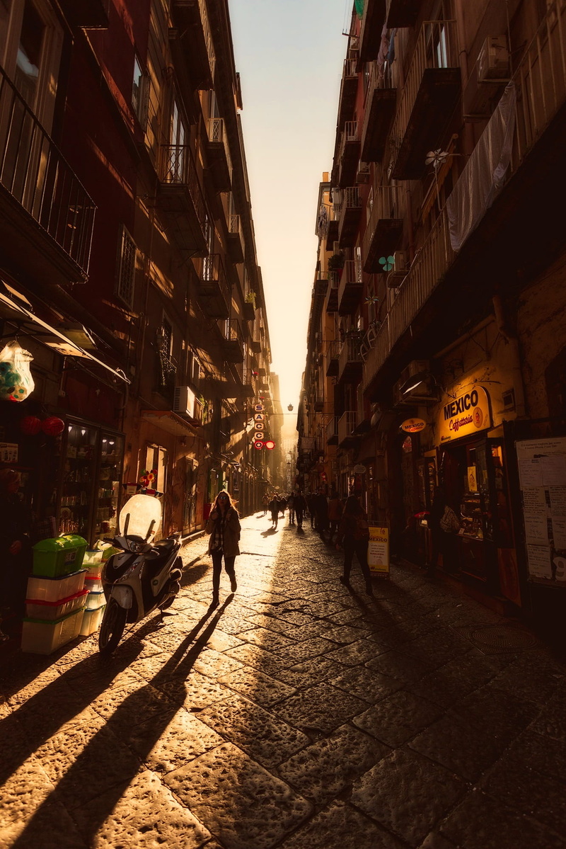 tourism, people, city life, stores, Naples, Alley, building, built structure, sunshine, shadows, city street, nature, incidental people, group of people