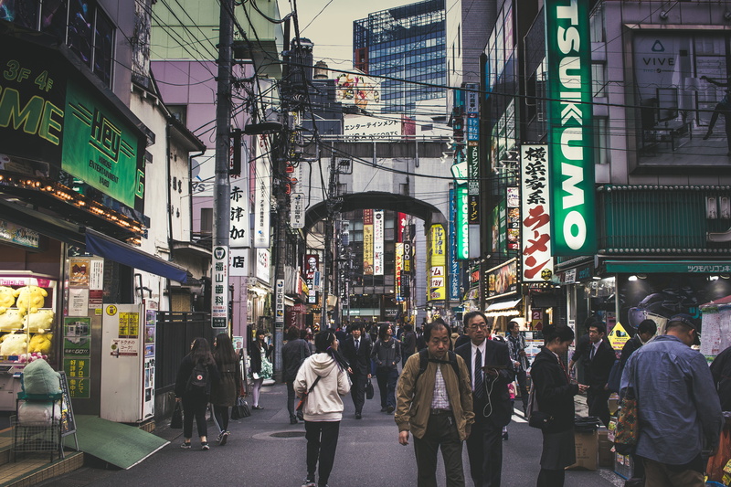  building, people, crowd, shop, busy, large group of people, person, advertising, built structure, group of people, women, communication, store sign