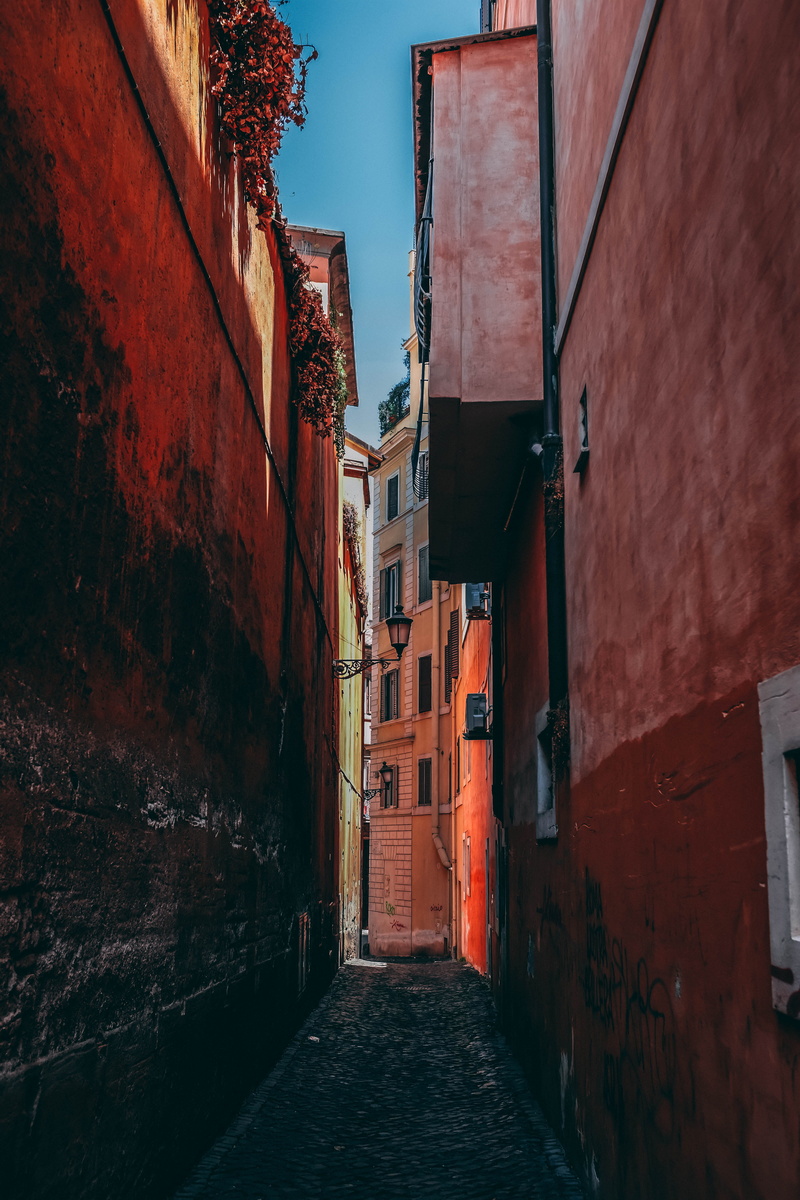 pavement, outdoors, buildings, no people, urban, architecture, road, built structure, brick, old, brown, street, banister, 5K, footpath, alleyway, wall - building feature