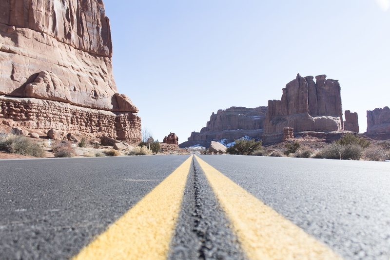 architecture, transportation, formation, dividing line, sign, no people, road, sky, direction, solid, pavement, yellow line, day, concrete, surface level