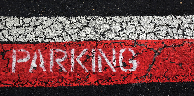 cracked, road, car lot, concrete, rough, backgrounds, painted, sign, red, architecture, text, built structure, day, white, wall, western script, street