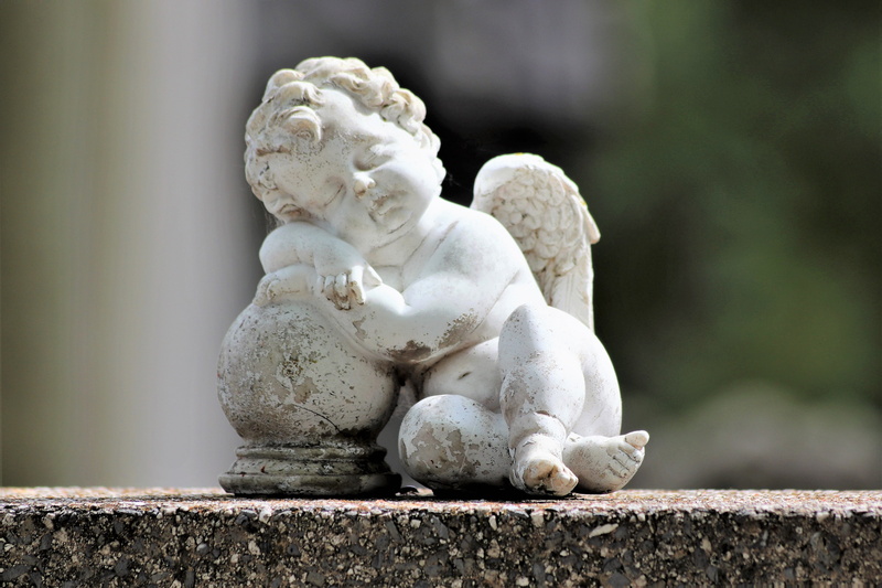 male likeness, sculpture, close-up, sleeping, 5K, nature, belief, female likeness, representation, cemetery mirogoj, angel, craft, spirituality, day, creativity