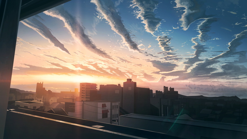 the city, sunset, the view from the window, 4K