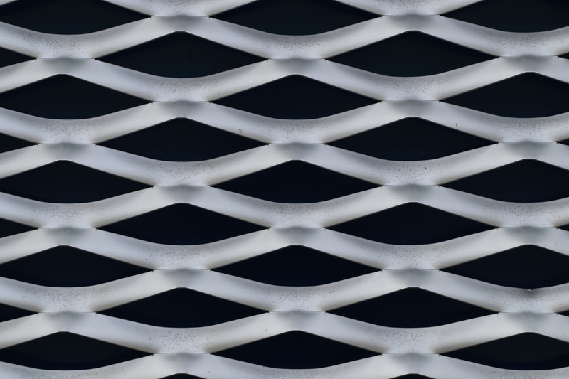geometric shape, focus on foreground, protection, design, repetition, metal, alloy, close-up, 5K, house facade, steel, no people, silver colored, backgrounds