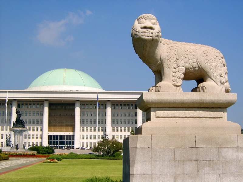 statue, human representation, houses of parliament, korea, travel, sculpture, nature, white, near, creativity, 1080P, korea national assembly, sky, building