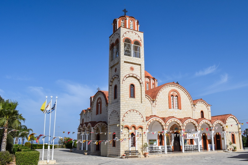 5K, arch, building exterior, building, belief, no people, blue, the past, sky, church, history, ayia varvara, cyprus, tower, travel destinations, built structure
