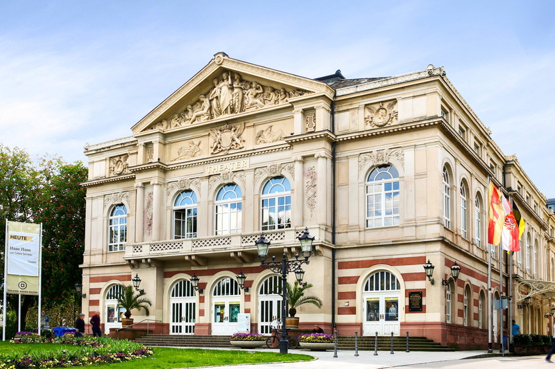 city, no people, culture, building exterior, nature, residenzstadt, window, outdoors, arch, plant, the past, cloud - sky, young theatre, rococo, baden baden