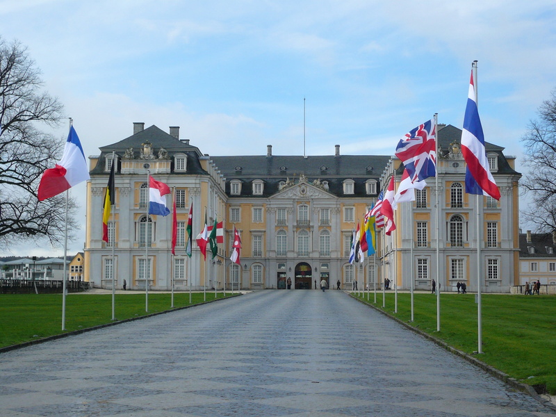 city, closed augustusburg, architecture, facade, historically, flag, outdoors, rococo, pride, building, national icon, nature, direction, government, building exterior