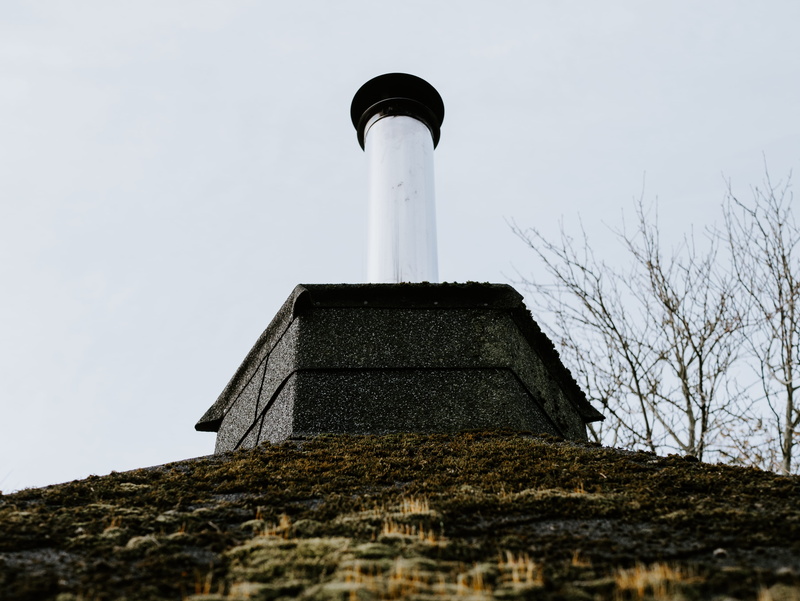 built structure, building exterior, hideaway, green, silver, sky, roof, lichen, clear sky, sauna, day, guidance, bare tree, leaves, lighthouse, tall - high