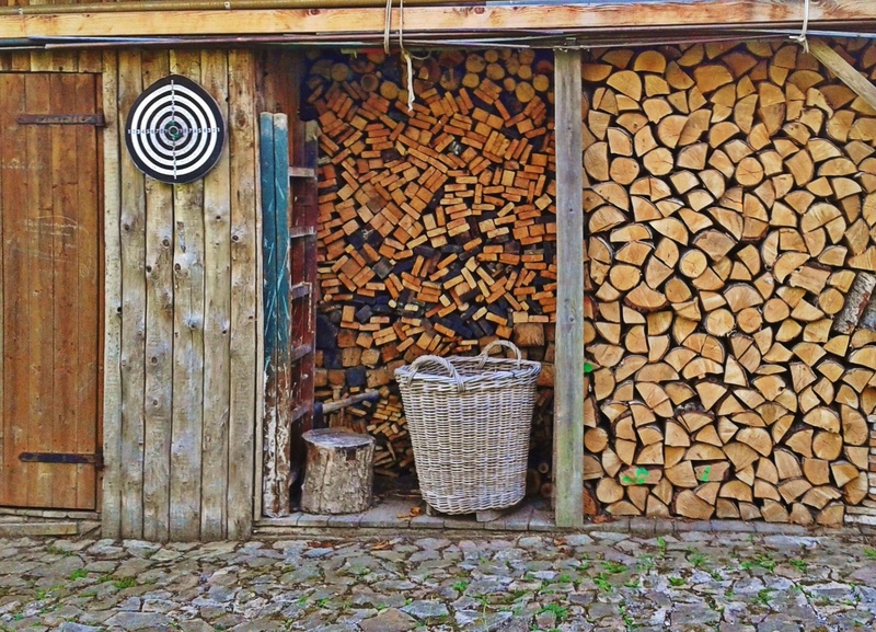 built structure, axe, log, firewood, holzstapel, wall, large group of objects, deforestation, building exterior, wood, stack, timberyard, heat, timber