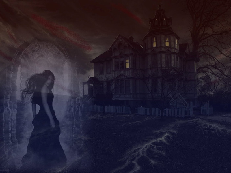 ghost, built structure, night, 720P, architecture, emotion, building, women, depression - sadness, mansion, Haunted, nature, adult, fear, gothic style