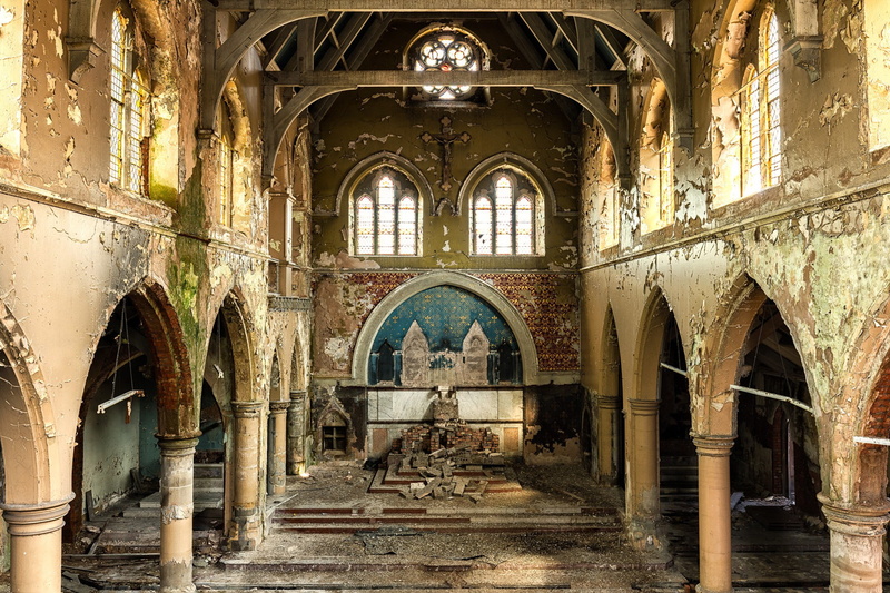 James Kerwin, the past, old, arch, window, ancient, 1080P, indoors, religion, day, arched, no people, abandoned, architecture, place of worship, building