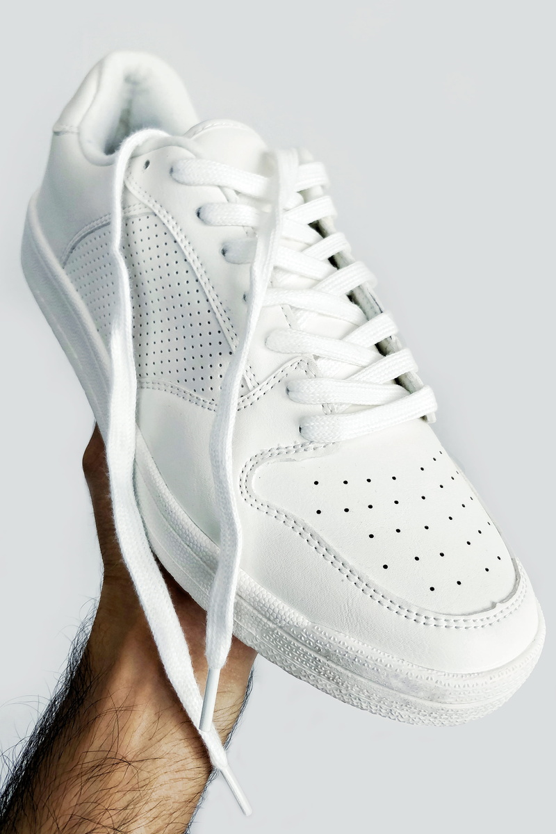 shoe, indoors, clean, white color, shotononeplus, lace - fastener, elegance, people, human body part, minimal, 9, pair, bright, footwear, hand