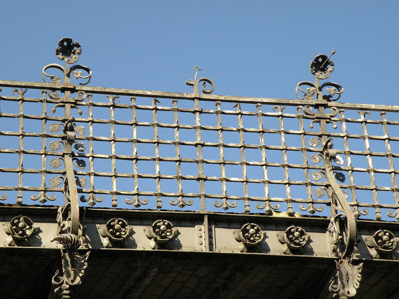 2K, sky, viaduct, city, architecture, Antwerp, crossing, ornate, low angle view, spoorberm, wrought iron, blue, bridge, clear sky, barrier, boundary, cast iron