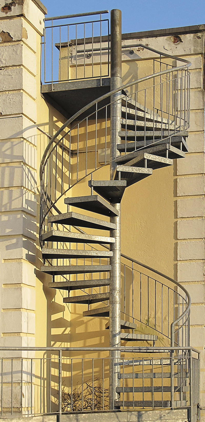 building exterior, steel stairs, architecture, gradually, outdoors, metal, wall, steel spiral staircase, emergency staircase, steps and staircases, fire escape