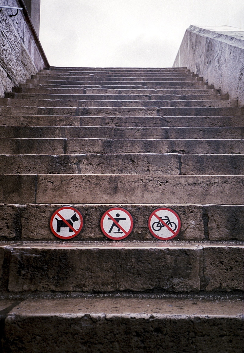 stone wall, wall - building feature, vintage, warning sign, stairway, built structure, brick wall, building exterior, 1080P, travel, style, outdoor, design