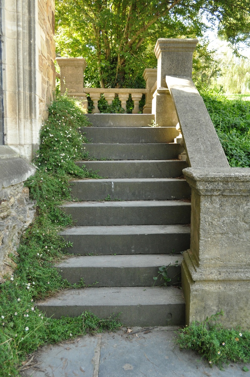 outside, day, old, built structure, staircase, middle ages, steps and staircases, no people, solid, building exterior, monastery, stairs, forest, 1080P