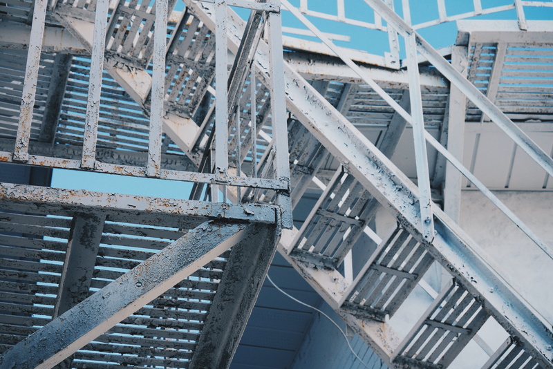 glass - material, building, step, railing, daytime, ladder, white, no people, stair, window, gray, construction Industry, city, metal, photography, building exterior