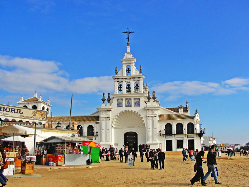 men, nature, crowd, outdoors, group of people, day, built structure, place of worship, real people, travel destinations, huelva, city, hermitage dew, sky