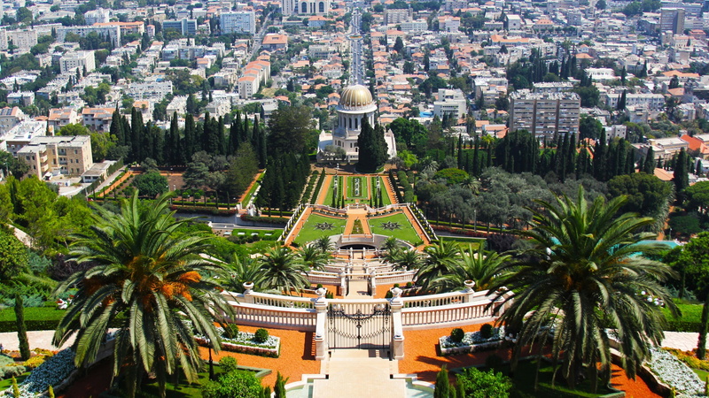 shrine of the báb, landscape, israel, tree, haifa, terraces, garden, urban, botanical garden, palestine, metropolitan, 4K, religion, middle east, tourist attraction