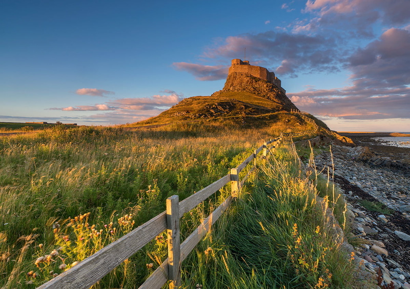 Northumberland, 480P, green, sunset, summer, lindisfarne, sunlight, grass field, sky, green grass, scenics, cliff, evening, shadow, nature, UK, outdoor