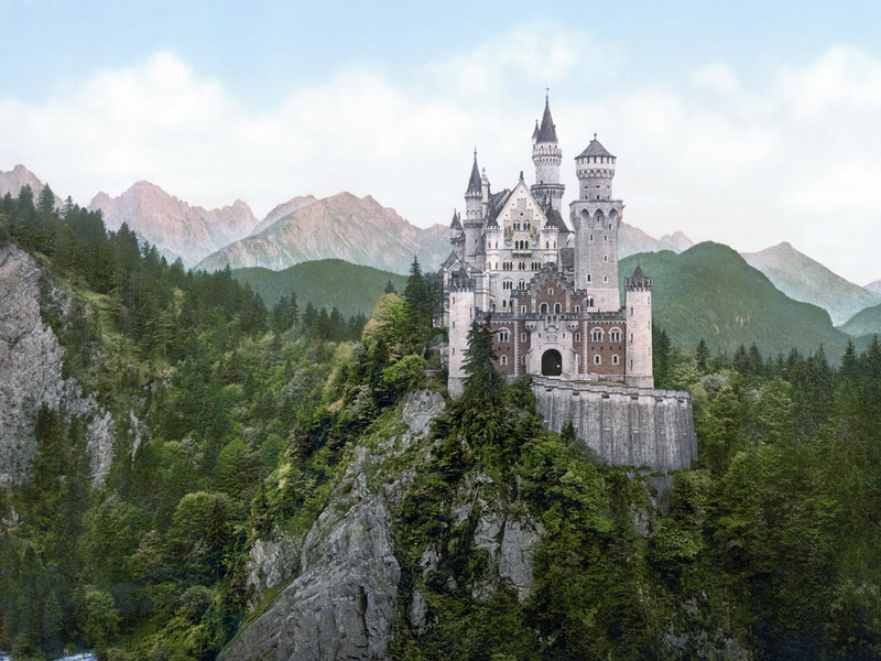 cliffs, 720P, buildings, photography, castle, nature, trees, forest, mountains
