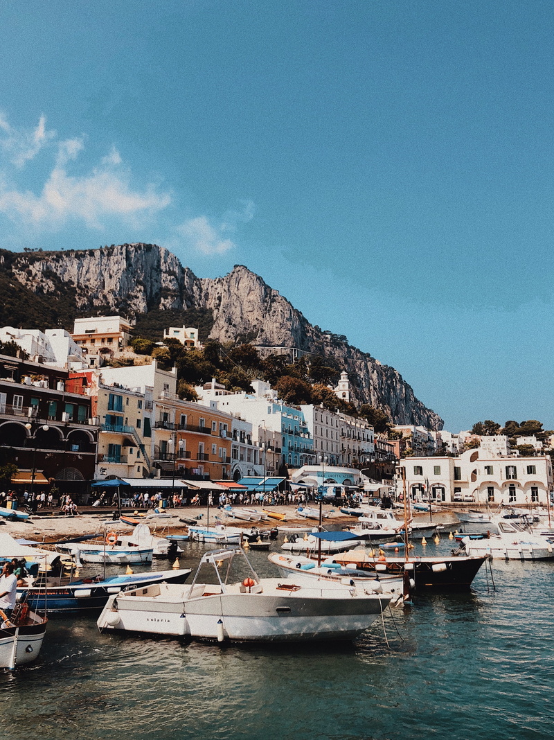nature, architecture, day, coastal, capri, boat, coastal village, yacht, townscape, summer, waterfront, gelato, built structure, moored, harbor, residential district