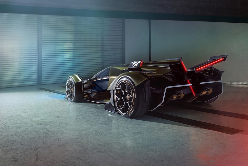 Lamborghini, car, Vision Gran Turismo, concept car, vehicle, glowing, concept cars, garages, 8K, futuristic, Garage, Lamborghini Lambo V12 Vision GT, supercars
