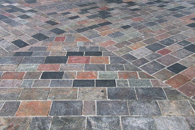 sidewalk, shape, paving stone, wall, cobblestone, pavement, 2K, patio, concrete, design, day, flagstone, footpath, floor, high angle view, walkway, stone material